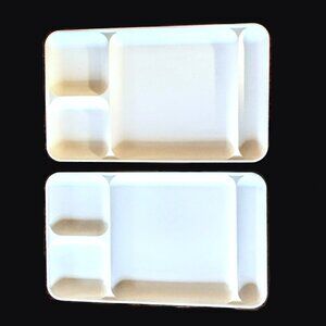 TUPPERWARE Vintage Cafeteria-Style Divided Lunch Trays ~ SET of 2, Almond ~ GVC!